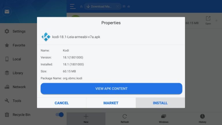install kodi on firestick es explorer