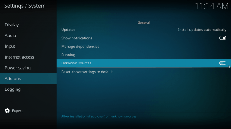 kodi cache settings addon